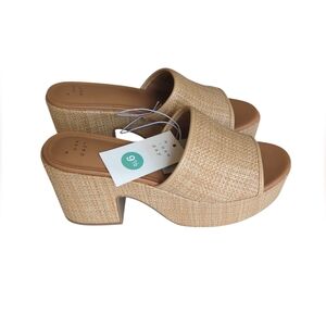 a new day Natural Woven Platform Slide Sandals